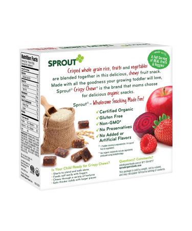 Sprout Organic Baby Food Stage 4 Toddler Fruit Snacks - Red Fruit Beet & Berry Crispy Chews (20 Pack) - Buy Online on SooperMarket.com