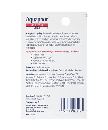 Aquaphor Lip Repair Stick - Immediate Relief 2 Pack | 0.17 oz (4.8 g) - Moisturizing & Soothing - Buy Online on SooperMarket.com