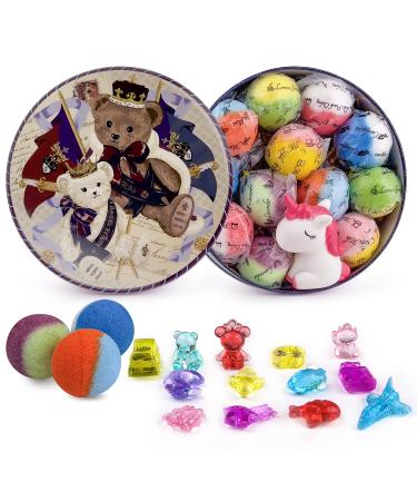 leoce Bath Bombs for Kids 12pcs Bath Bombs with Surprise Crystal Toys Inside Handmade Natural and Organic Bubble Bath Bombs Birthday Christmas Easter Gift for Girls and Boys