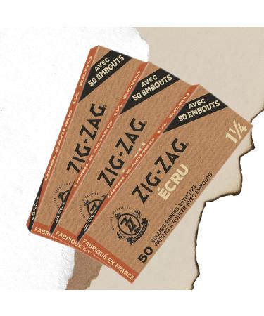 Zig-Zag - Unbleached Paper and Unbleached Tips COMBO 50 Papers and Tips in each pack Carton 24 units Size 1 1/4 100% Natural Gum Arabic No Bleach Authentic Made in France Qualit Sup rieure Since 1879 - Buy Online on SooperMarket.com