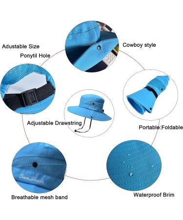 NPQQUAN Sun Hat for Women Men - 2 PCS Wide Brim UPF 50+ Fishing Bucket Beach Hats with Ponytail Hole - Pink/Grey - Buy Online on SooperMarket.com