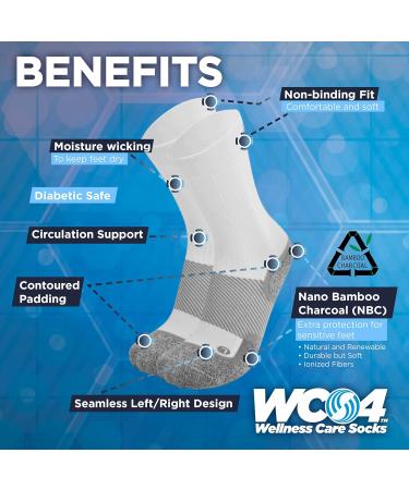 OrthoSleeve Diabetic Neuropathy Non-Binding Socks WC4 - Small, White Crew (1 Pair) - Improve Circulation, Reduce Edema - Buy Online on SooperMarket.com