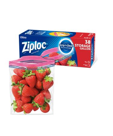 Ziploc Gallon Food Storage Bags Grip 'n Seal Technology for Easier Grip Open and Close 38 Count
