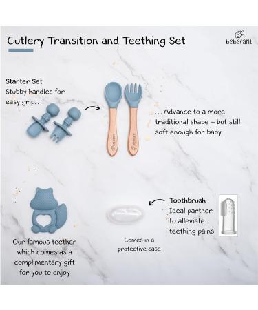 Bebefant Baby Weaning Set | Suction Bowl, Plate, Cup, Bib, Fork & Spoon | Baby Led Weaning Feeding Set (Large Blue) - Buy Online on SooperMarket.com
