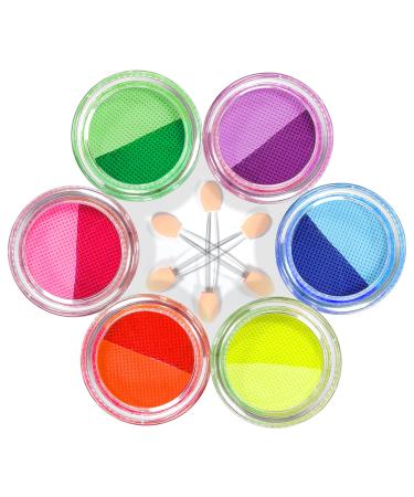 GLAHORSE Water Activated Eyeliner UV Glow Blacklight Fluorescent Paint 12 Bright Color In 6 Cake Eye Liner Body Face Makeup Paint Halloween And Club Makeup Art Paint include 3 makeup sticks 12color