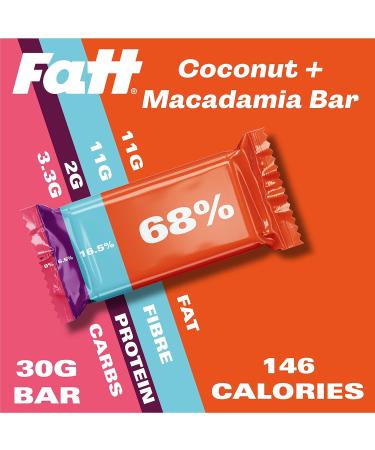 Fatt Keto Nut Bars - Coconut & Macadamia (4 count) | Low-Carb Gluten Free Snack Bars | High in Super Fats | Vegan & Sweetener Free | 3g Carbs | Pack of 1 - Buy Online on SooperMarket.com