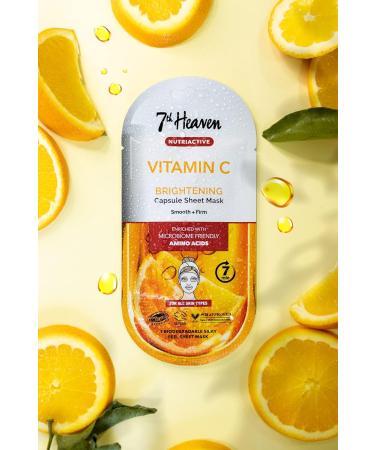 7th Heaven Vitamin C Nutriactive Brightening Sheet Mask Enriched with Amino Acids to Smooth and Firm Skin - Buy Online on SooperMarket.com