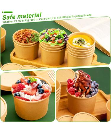 BALDCC 75 Pack 8 Oz Soup Containers with Lids Disposable Containers with Lids for Food Ice Cream Cups with Lids. Ice Cream Container for Storing Food in the Refrigerator or Carrying Out Brown 75 Pack 8 Oz - Buy Online on SooperMarket.com