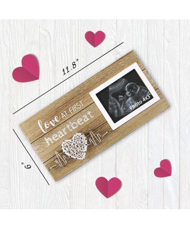 VILIGHT New Mom Gift: Love At First Heartbeat Sonogram Picture Frame - Pregnancy Announcement & Nursery Decor - Fits Standard 4 x 3 Ultrasound Photo - Buy Online on SooperMarket.com