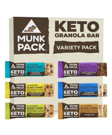 Munk Pack Keto Granola Bar | Gluten, Grain & Soy Free | Nutritional Snacks for Kids & Adults | Chewy, Delicious, Plant Based | Lunch Snacks for School | No Sugar Added, On the Go | Variety | 6 Pack Variety Pack 2 6 Count (…