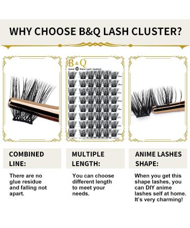 14 Pairs D Curl Manga Lash Clusters - Anime Style Wispy Spiky Cluster Extensions - B&Q Individual Lashes - DIY 140 Clusters (B44-D-MIX) - Buy Online on SooperMarket.com