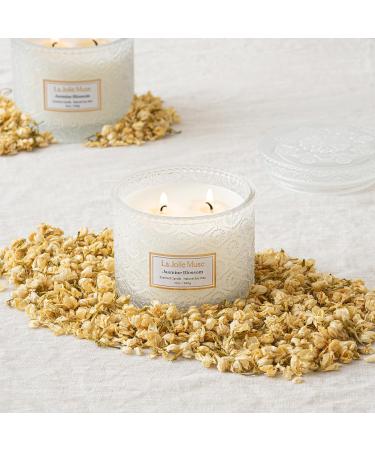 La Jolie Muse Jasmine Candle - Large 2-Wick Soy Aroma Candle for Home | Clean Burning Fragrance Gift (340g) - Buy Online on SooperMarket.com