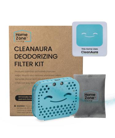 Home Zone Living CleanAura Deodorizing Filter Kit with Carbon Filter Bag and Magnetic Sticker Helps Eliminate Odors at Home
