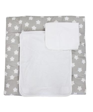 Tuptam changing pad incl. 2 terry trains Model Mar02579 color: gray large white stars size: 75 x 80 cm gray white stars 75x80 cm (1 pack)