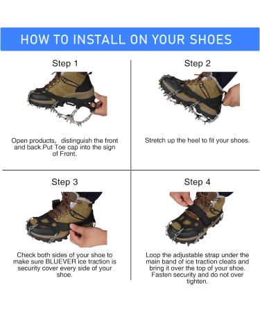 Bluever Ice Klampen Crampons - 32 Stainless Steel Spikes for Mountain Shoes | Ideal for Hiking Trekking Climbing & Winter Activities | XL Size Available - Buy Online on SooperMarket.com