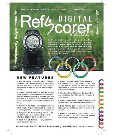 RefStuff RefScorer Digital New v2.021 Soccer Referee Watch with Interchangeable Top Rings - Record Game Score with Ease! (Pack of 5 Sold Separately) - Buy Online on SooperMarket.com