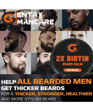 2X Biotin Beard Balm - Vegan Mustache Softener & Leave-In Conditioner | Natural Hair Growth Cream for Men - 2 Oz - Buy Online on SooperMarket.com