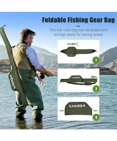 Lixada 55 Inch Portable Folding Fishing Rod Bag - Army Green | Protective Cover Case for Fishing Poles | Tackle Storage Solution - Buy Online on SooperMarket.com
