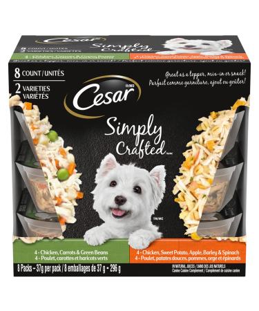 CESAR Simply Crafted Wet Dog Food Chicken Carrots & Green Beans - Chicken Sweet Potato Apple Barley & Spinach 8x37g Variety Pack