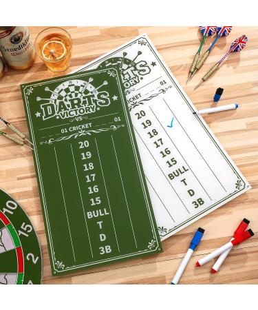 Acrylic Dart Scoreboard Set | 2 Pcs | White and Green | Dry Erase | Cricket and 01 Dart Games | Includes 4 Markers | 15 x 7.8 Inches - Buy Online on SooperMarket.com