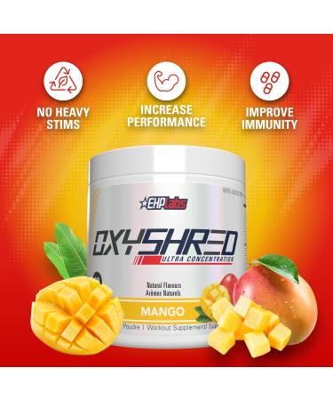 EHPlabs OxyShred Thermogenic Pre Workout Powder & Shredding Supplement - Preworkout for Men & Women Sugar Free Energy Powder with 150mg of Caffeine - Mango 60 Servings - Buy Online on SooperMarket.com