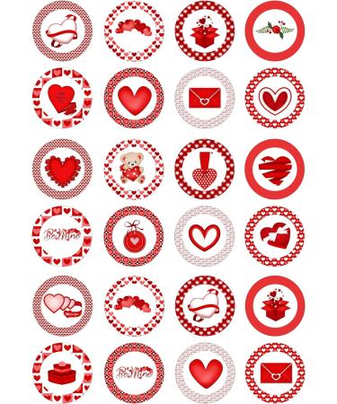24 Valentine Hearts PRE CUT edible birthday party Cupcake Cake Toppers Wafer Rice Paper precut decoration - Buy Online on SooperMarket.com