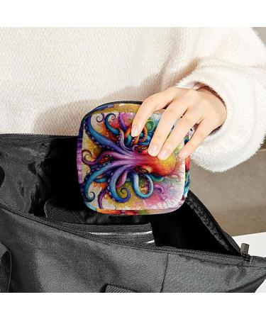 Octopus Sanitary Napkin Storage Bag - Multi-colored Portable Period Bag for Women and Teen Girls | Feminine Menstrual Cup Pouches + Nursing Pad Holder + Tampon Bags - 1Pcs - Buy Online on SooperMarket.com