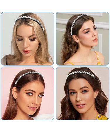 Yeshan Pearl & Rhinestone Hair Comb Headbands for Women - Set of 4 Non-Slip Hair Hoops - Buy Online on SooperMarket.com