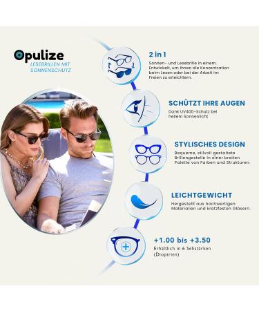 Opulize Rio UV400 Sun Reading Glasses - Glossy Light Brown Tortoise Frame for Men & Women - Spring Hinges - S53-1 +1.00 Dioptre - Buy Online on SooperMarket.com