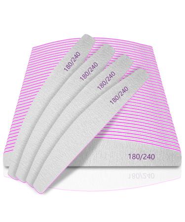 50pcs Nail Files Professional Nail File 180/240 Grit Nail Files for Acrylic Nail Gel Nails or Thick Nails Nail Files Washable and Reusable Double-sided Emery Board Nail Files 180/240 for natural nails(50Pcs)