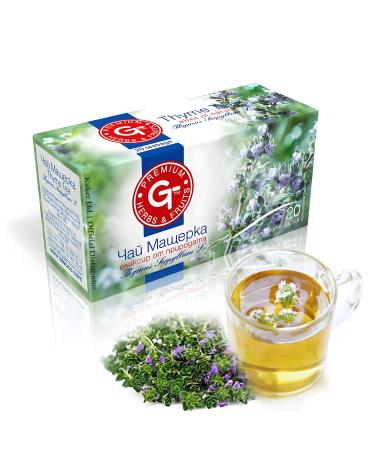 KUKER Thyme Tea - Herbal Tea Bags with Fresh Dried Thyme Herbs Calming Bedtime Tea Thyme Dried Tea for Relaxation Cold Infusion Tea Bags Soothing Flavor Easy Brew - 20 Tea Bags 30g