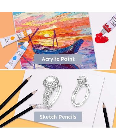 85 Piece Deluxe Wooden Art Set with Easel and Drawing Pads - Creative Gift Box for Teens & Adults | Art Supplies Kit for Painting & Drawing - Buy Online on SooperMarket.com