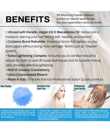 VR Blue Bleaching Hair Powder - Extra Strength Lightener & Toner by Cocohoney - Made in Italy (500g) - Buy Online on SooperMarket.com