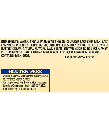 Classico Light Creamy Alfredo Pasta Sauce - 15 oz Jar - Buy Online on SooperMarket.com