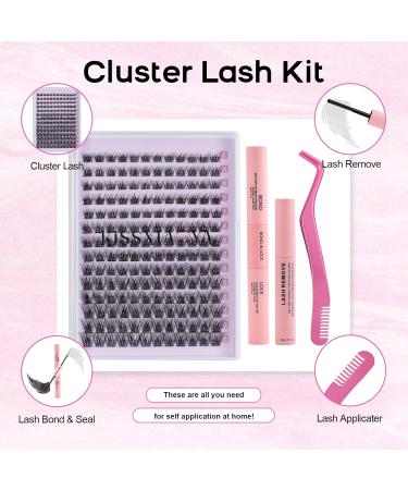 168 Pcs Cluster Eyelash Extensions Kit | DIY Lashes Extension Kit with Bond & Seal | Individual Lashes Kit for Home | 9-16mm Mixed Wide-stem Cluster Lash | Includes Applicator | 1 Count - Buy Online on SooperMarket.com