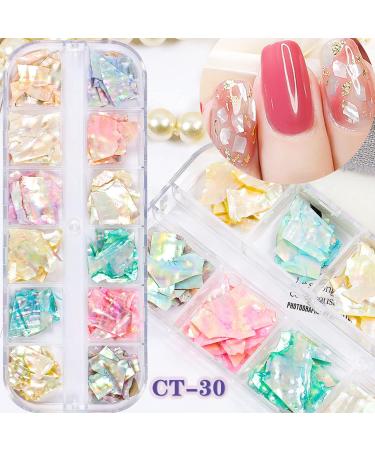 12 Colors 3D Irregular Nail Art Abalone Slices Colorful Nail Art For Shell UV Gel Nail Sequ Nail Art Shell Slices CT30 - Buy Online on SooperMarket.com