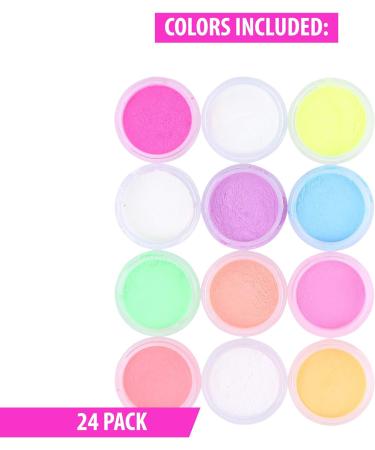 Pack of 24 Glow in the Dark Powder - Luminous Pigment for Slime, Nails & Resin - Fluorescent UV Neon Color Changing, Phosphorescent & Non-Toxic - Buy Online on SooperMarket.com