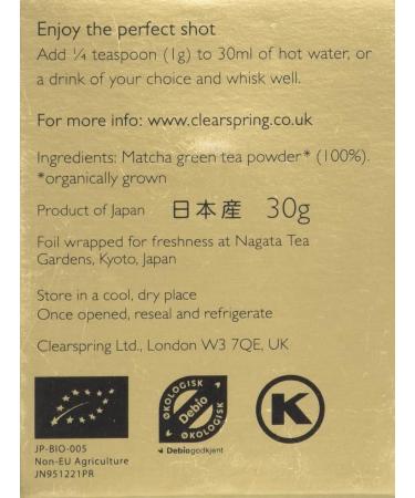 Clearspring Organic Japanese Matcha Green Tea Powder - Ceremonial Grade 30g - Pack of 1 - Buy Online on SooperMarket.com