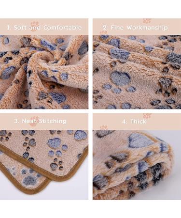 Pedgot Fluffy Dog Blankets with Paw Print - Set of 4 | Soft & Warm Pet Throw Blankets for Small Dogs & Cats | Brown/White/Pink | 24 x 16 & 30 x 20 Inches - Buy Online on SooperMarket.com
