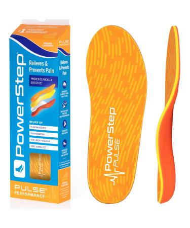 Powerstep Pulse Performance Running shoes insole for women and men Plantar fasciitis and neutral foot vault support maximum damping men's 11-11.5 orange/evening red in a zigzag pattern (Sunset Chevron)