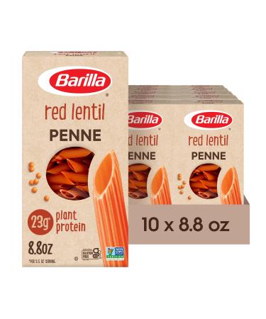 Barilla Red Lentil Penne Pasta, 8.8 oz (Pack of 10) - Vegan, Gluten Free, Non GMO & Kosher - High Protein Pasta Made with Plant Based Protein Penne Pack of 10