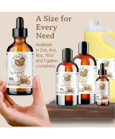 Organic Wheat Germ Oil 4oz - Bella Terra Oils | Vitamin E & C Face Oil for Natural Glow & Suppleness - Buy Online on SooperMarket.com