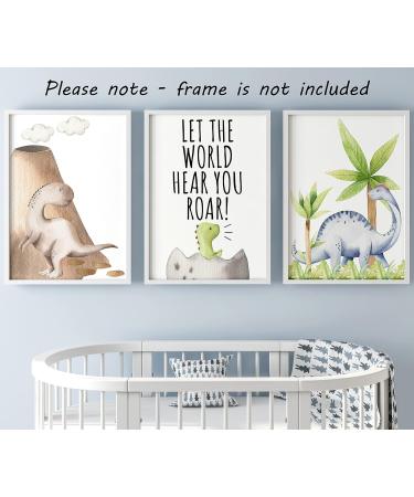Dinosaur Set of 3 Unframed Poster Prints with Quote for Baby Nursery Decor - Roar A4 - Buy Online on SooperMarket.com