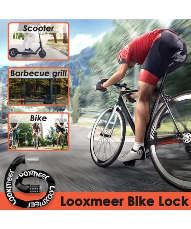 Looxmeer 90cm Bicycle Lock - High Safety Chain Lock with 5-Digit Code Hardened Steel Black - Secure Your Bike Anywhere - Buy Online on SooperMarket.com