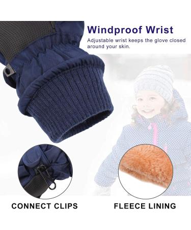 XIAOHAWANG Kids Ski Gloves - Waterproof Dino Mittens for Boys & Girls 2-8 Years - Navy Blue (2-4 Years) - Buy Online on SooperMarket.com