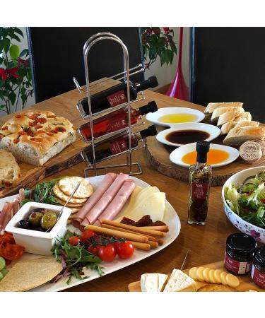 Premium Olive Oil Gift Set - 4 Infused Olive Oils & Balsamic Vinegar in Metal Rack - Perfect Italian Cooking Gift for Chefs - Buy Online on SooperMarket.com