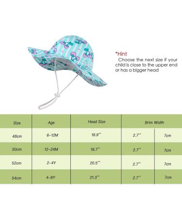 LANGZHEN Beach Sun Protection Hat for Baby Girls | Adjustable Wide Brim Toddler Kids Play Hat | Cherries Design | 1-2 Years - Buy Online on SooperMarket.com