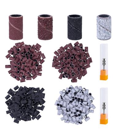 MelodySusie 400 Pcs Professional Sanding Bands with 2 Mandrels for Nail Drill, 80 Coarse, 120 Medium, 180 Fine Grit, 240 Extreme Fine EFile Sand Piece Nail Drill Bits Set for Manicures and Pedicure 400 Count (Pack of 1) Co