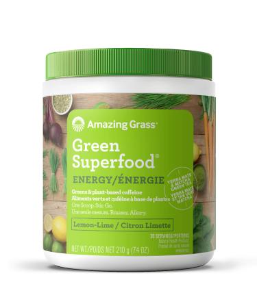 Amazing Grass Green Superfood Energy Organic Powder with Wheat Grass and Greens Flavor: Lemon Lime 30 Servings 7.4 Ounces