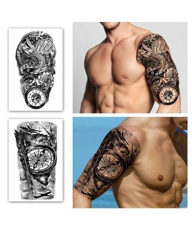 Waterproof Full Arm Temporary Tattoos 8 Sheets + Half Arm Shoulder Tattoo 8 Sheets - Extra Large Lasting Tattoo Stickers for Men and Women | 22.83X7.1 - Buy Online on SooperMarket.com